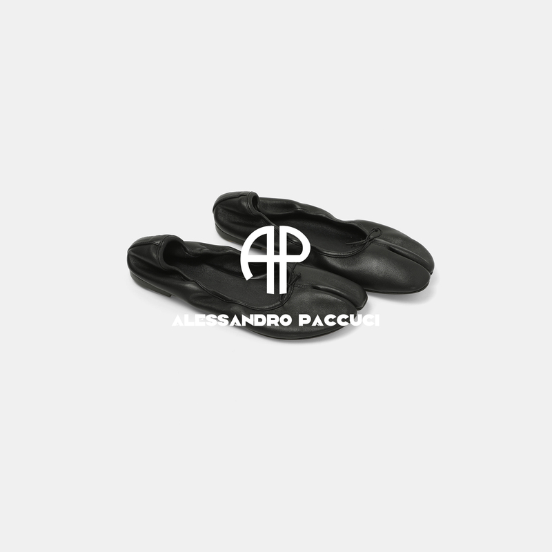 Ap Luo Ge/Sheepskin Split-Toe Bow Elastic Shoelaces Flat-Soled Fashionable Versatile Elegant Single Shoes 61054Xd