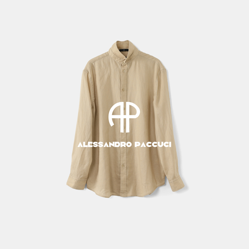 Ap Luo Ge [Black Label Series/Madou] Linen Lapel Multi-Color Loose Long-Sleeve Shirt 62035Hc