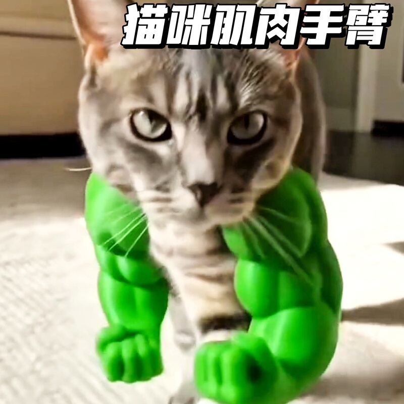 Cat Muscle Arm 3D Printed Boxing Neck-Hanging Cat and Dog Fist Hulk Cos Prank Creative Toy