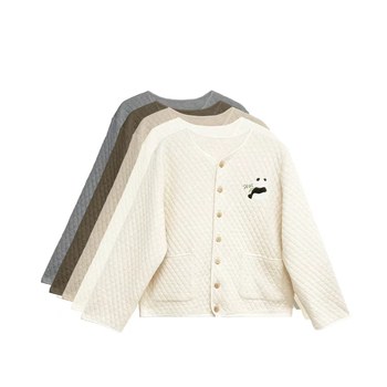 Original panda embroidered diamond check air quilted jacket Original panda embroidered diamond check air quilted jacket