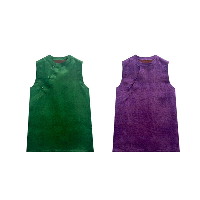 【Orange Lu】992023 Original New Chinese Style Cracked Pattern Silk Vest with Diagonal Collar, Summer Women's National Style Old Money Style