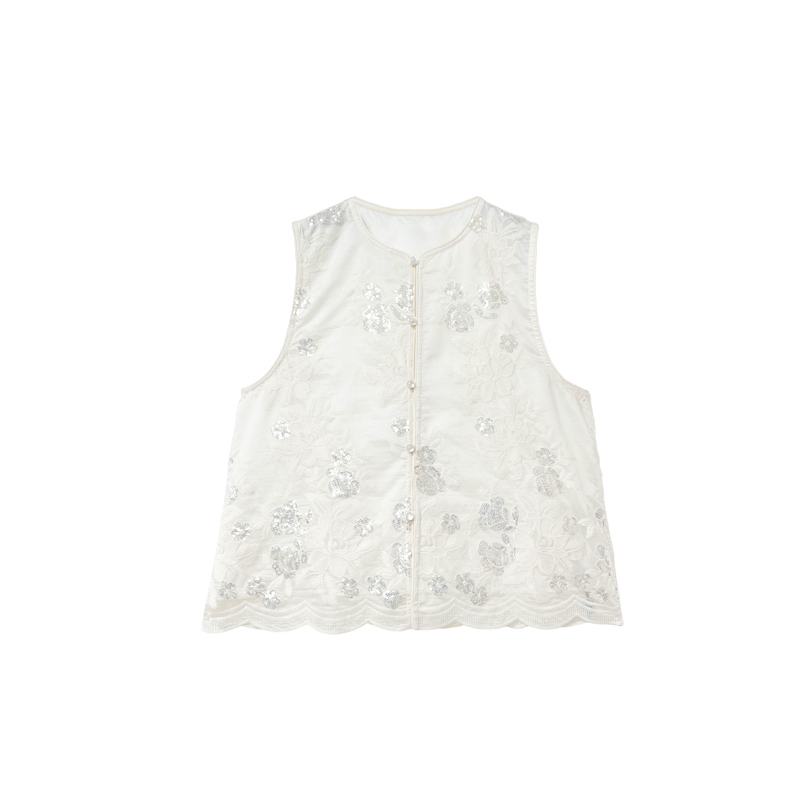 【Orange Lu】276011 Original New Chinese Style Lyocell Heavy Embroidery Sequin Vest for Women Spring/Summer Chinese Style 【Orange Lu】276011 Original New Chinese Style Lyocell Heavy Embroidery Sequin Vest for Women Spring/Summer Chinese Style