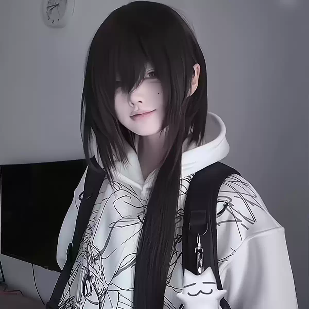 水母头假头发女少年感学生oc奶狗个性修脸空气刘海, image size:1200x1200