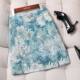 Oil painting flower skirt skirt flower skirt high waist retro style slit A-line skirt floral skirt covering the hips