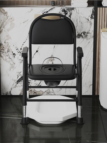 Rural Dry Toilet Seat That Can Be Raised and Lowered, Thickened for Home Use, Folding Commode Chair for the Elderly, Toilet Chair for Pregnant Women, Elderly Toilet Seat Chair