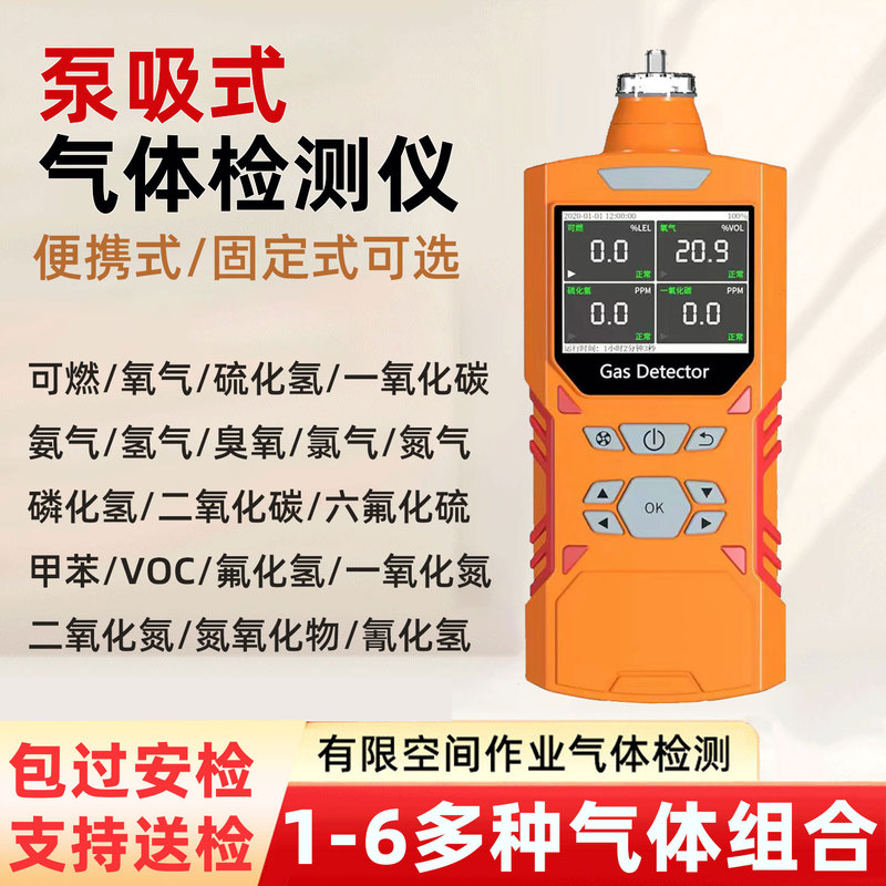 Portable Pump-Type Four-In-One, Five-In-One, or Six-In-One Toxic and Harmful Gas Detector, Fixed Gas Alarm for Limited Spaces Portable Pump-Type Four-In-One, Five-In-One, or Six-In-One Toxic and Harmful Gas Detector, Fixed Gas Alarm for Limited Spaces