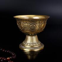 Tibetan supplies eight auspicious and exquisitely carved pure copper water supply cups high-legged water purification cups seven-cup worship cup