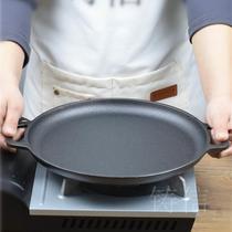 Thick cast iron double-eared frying pan uncoated pancake pan flat bottom non-stick pancakes fruit hand cakes cast iron griddle