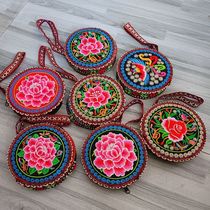 New Fenghuang ancient city ethnic characteristics hand bag hand bag pure handmade double-sided embroidery coin bag mini wallet