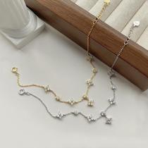 S925 sterling silver temperament light luxury four-leaf clover bracelet womens simple niche high-end bracelet stacked flower bracelets