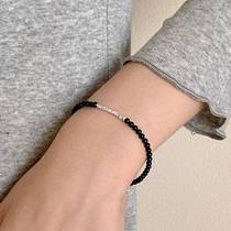 S925 sterling silver black agate broken silver bracelet womens personalized broken silver bead bracelet with temperament and high-end feel