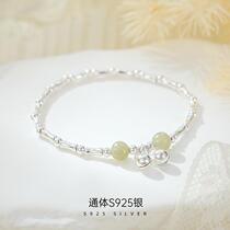 Under the Banyan Tree S925 Silver New Chinese Bamboo Bell Hetian Jade Bracelet for Women Fresh and Exquisite Versatile Bracelet Best Friend New