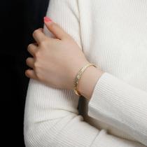 Under the Banyan Tree S925 silver Korean version temperament ins concave and convex feeling bracelet simple and versatile niche design pleated wrinkle bracelet