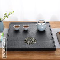 Black gold stone tea tray home creative simple tea table tea making slate office tea set small stone tea sea