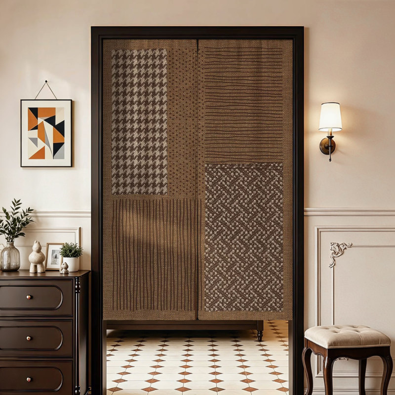 Vintage Style Door Curtain, Entryway Partition Curtain, Household Bedroom Kitchen Privacy Curtain, Bathroom Privacy Half Curtain, Wardrobe Hanging Curtain