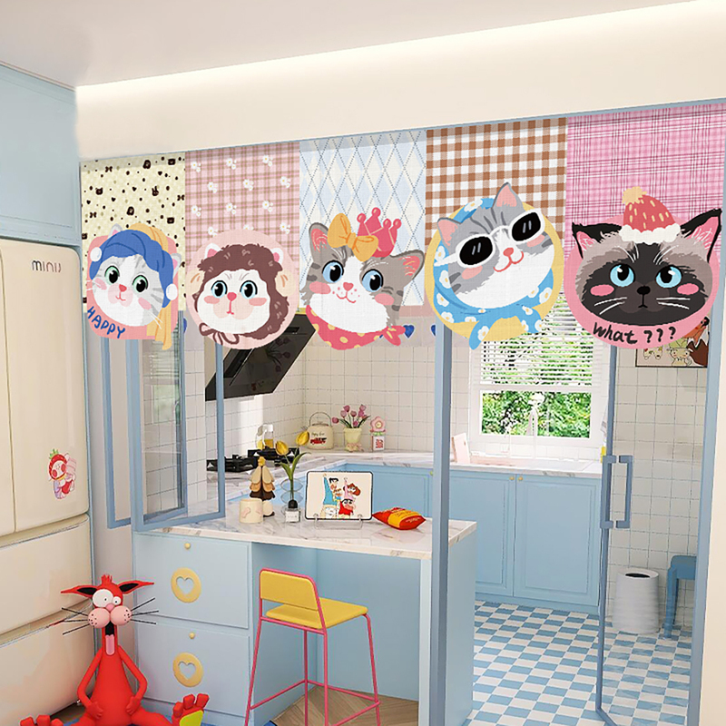 Dopamine Cat Door Curtain Half Curtain Short Curtain Bedroom Room Door Lintel Decorative Curtain Kitchen Door Partition Cloth Curtain Dopamine Cat Door Curtain Half Curtain Short Curtain Bedroom Room Door Lintel Decorative Curtain Kitchen Door Partition Cloth Curtain