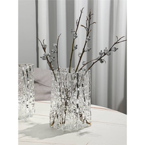 Ins style high-end home light luxury hydroponic vase glass transparent flower arrangement rose flowers living room table decorations