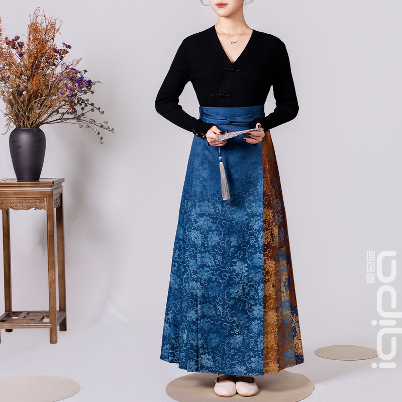 Aiqipa Amber Peony New Chinese Style Mamian Skirt Women's Elegant Chinese Dress Hanfu Skirt Aiqipa Amber Peony New Chinese Style Mamian Skirt Women's Elegant Chinese Dress Hanfu Skirt