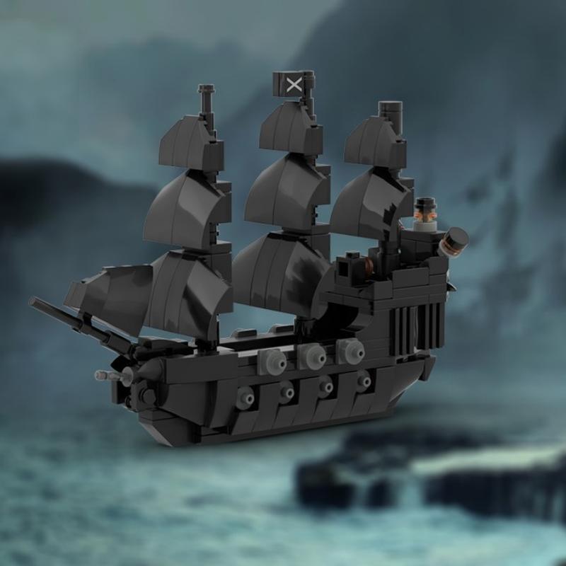 Domestic Small-Scale Moc Pirate Ship Black Pearl Model Building Block Toy Ornament Scene Set