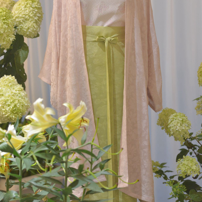 [New on 6.9] Su Luo Silk, Green Screen Dyed with Jade Silver Thread, Entwined Peony Design, Song and Tang Dynasty Hanfu, Chinese Style