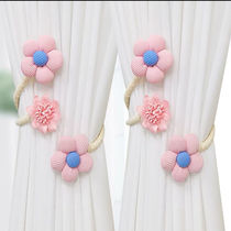 Curtain buckle straps cute pink flower gauze curtains bendable fixed storage clips straps rope hanging accessories