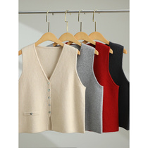 High-quality fast delivery womens V-neck simple solid color four-flat buttoned cardigan loose slimming cashmere thickened and stackable