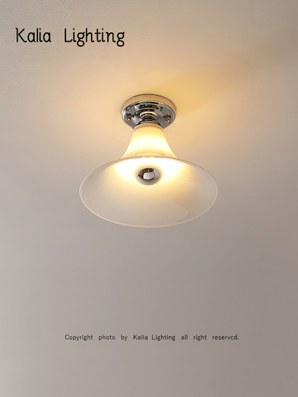 Bauhaus Aisle Small Ceiling Lamp, Vintage Glass Entrance Corridor Entry Light, Balcony Bedroom Bedside Atmosphere Wall Lamp