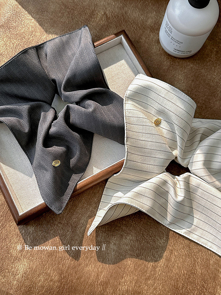 Autumn and Winter New Striped Scrunchie Fabric Hair Tie Ponytail Hair Rope Headband Hair Accessory with a High-End Feel