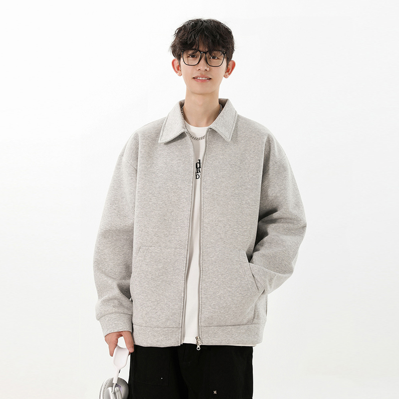 Shapoes Spring and Autumn Men's American Casual Double-Zip Jacket Men's Trendy Niche Design Coat