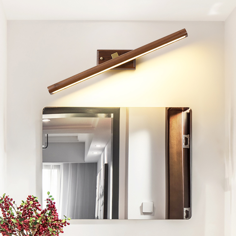 Mirror Front Light with Rotating Adjustment, Simple Modern Wall Lamp, Walnut Wood, Living Room Background Wall, Bathroom, Bedroom Bedside Lamp Mirror Front Light with Rotating Adjustment, Simple Modern Wall Lamp, Walnut Wood, Living Room Background Wall, Bathroom, Bedroom Bedside Lamp