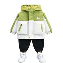 Childrens coats boys spring hooded tops 2024 new handsome little boys spring and autumn fashionable street clothes