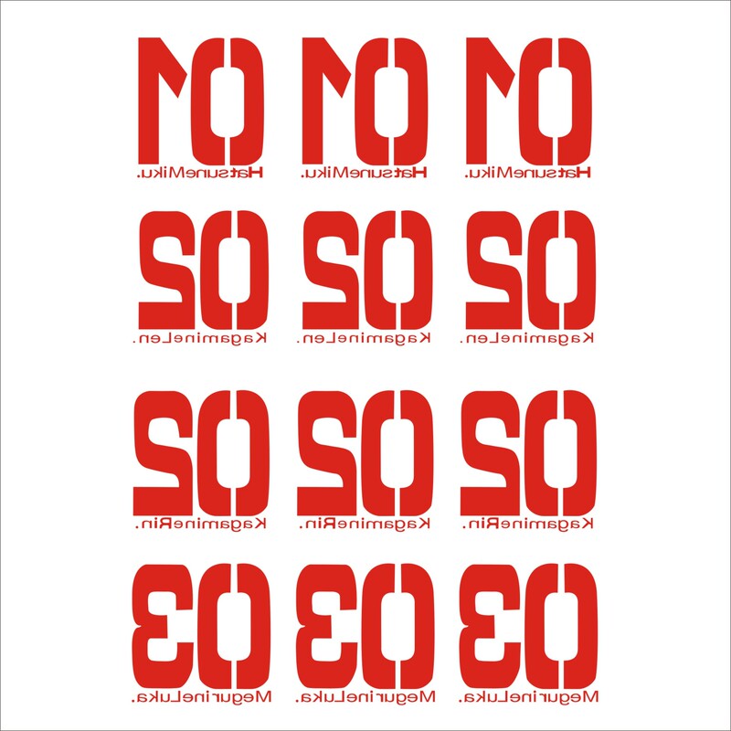 Virtual Idol Hatsune Miku Cos Tattoo Stickers Initial Sound 01 02 03 Kagamine Hand Number Font Size