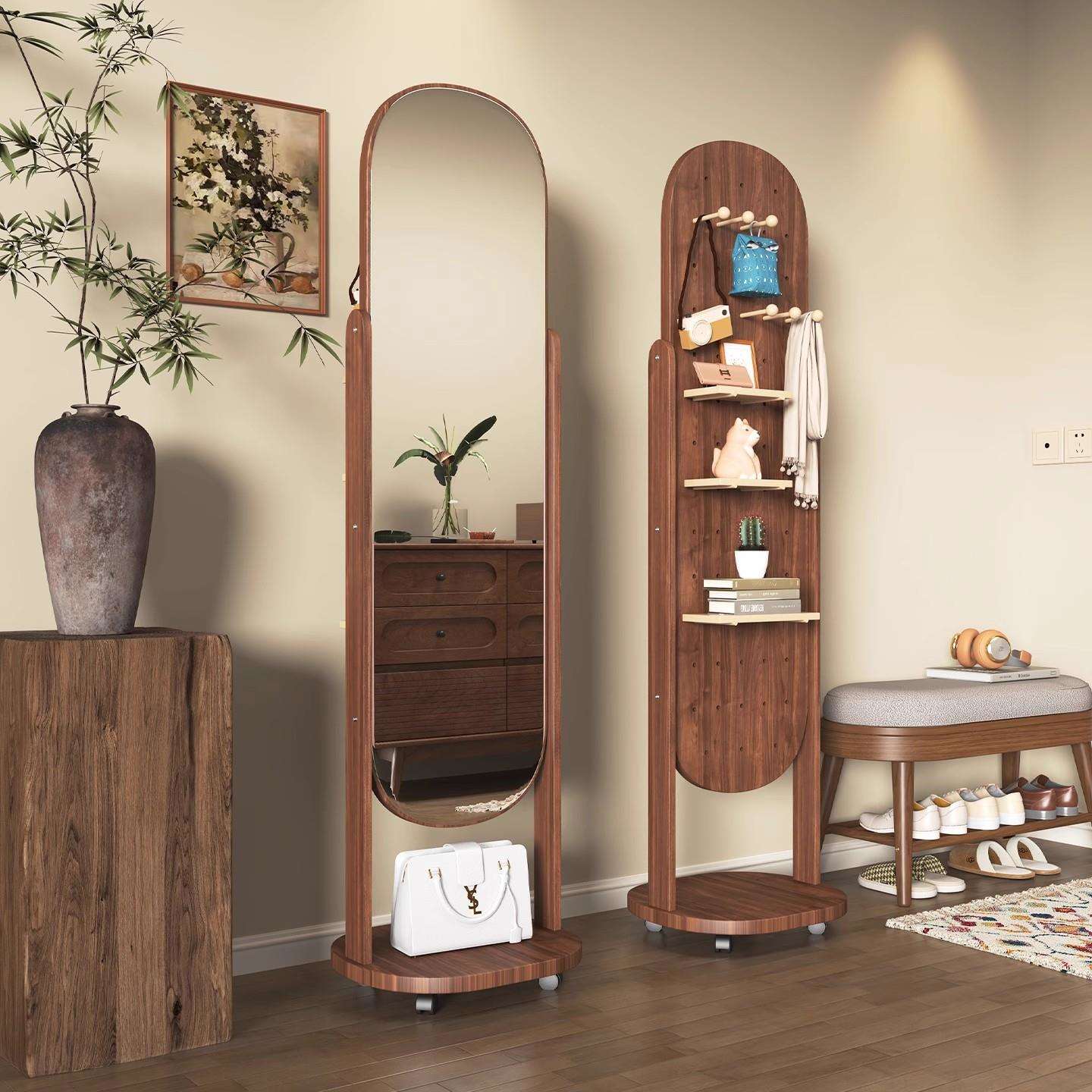 Perforated board full-length mirror dressing floor mirror home bedroom retro one-piece mirror fitting mirror removable