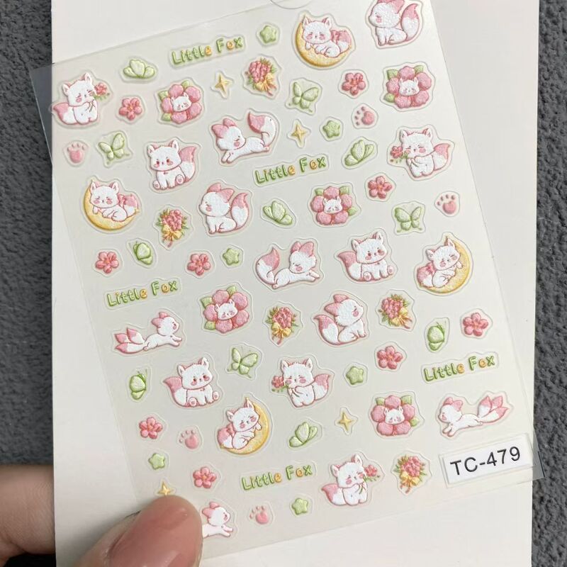 Cute Little Fox Nail Art Sticker Embossed Stereo Cartoon Animal Star Fox Hand Account Mobile Phone Case Decorative Sticker Cute Little Fox Nail Art Sticker Embossed Stereo Cartoon Animal Star Fox Hand Account Mobile Phone Case Decorative Sticker