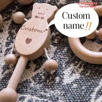 1pc Baby Toys Wood Teether Bell Rattles Beech Wooden Dog Car