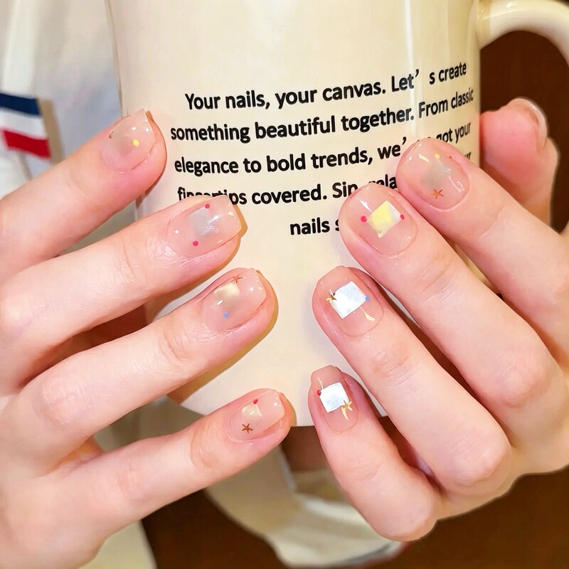 【Sugar Cube】Colorful Polka Dot Wearable Nails Summer Dopamine Short Nails Whitening High-End Nail Stickers Nail Art Pieces 【Sugar Cube】Colorful Polka Dot Wearable Nails Summer Dopamine Short Nails Whitening High-End Nail Stickers Nail Art Pieces