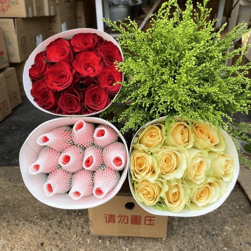 【Popular Flower Combo】Red Roses, Champagne Roses, Pink Roses, Direct Delivery from Kunming, Yunnan