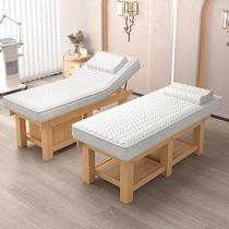 Solid wood latex traditional Chinese massage physiotherapy bed with hole massage bed embroidered ear bed beauty salon beauty new product 2024