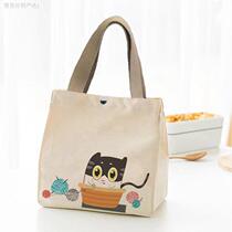 Portable compact casual handbag with lunch bag for work lunch bag vertical canvas bag student lunch box bag