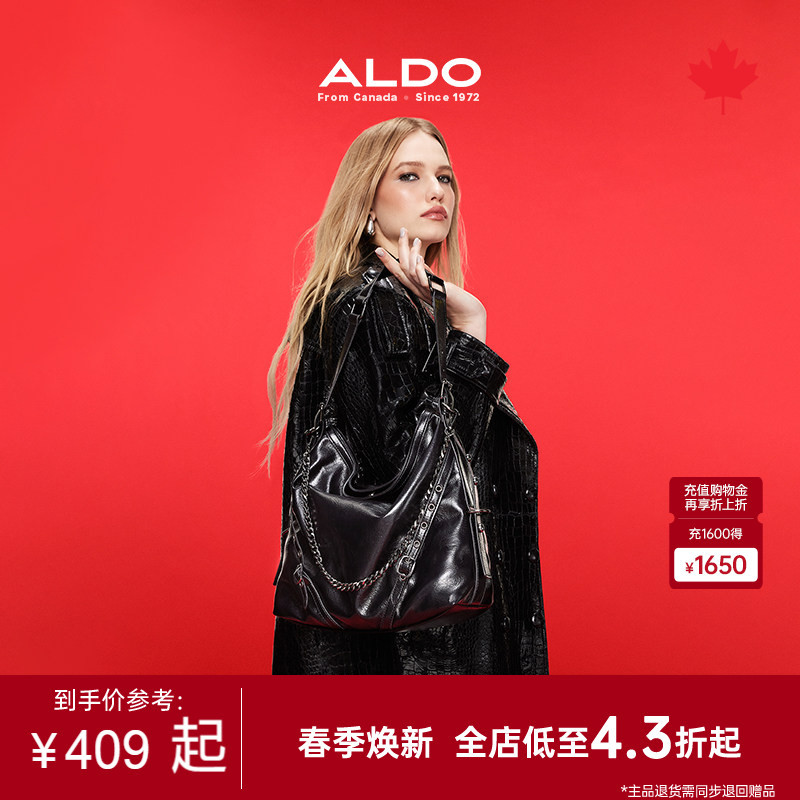 Aldo Chain Shoulder Crossbody Bag for Women, Motorcycle Retro Trendy Commuter Fashion Versatile Design Ahcf24A17