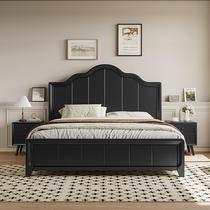 Black American bed solid wood bed medieval bed French retro bed new Chinese style European style 2m x 2m large bed triple bed