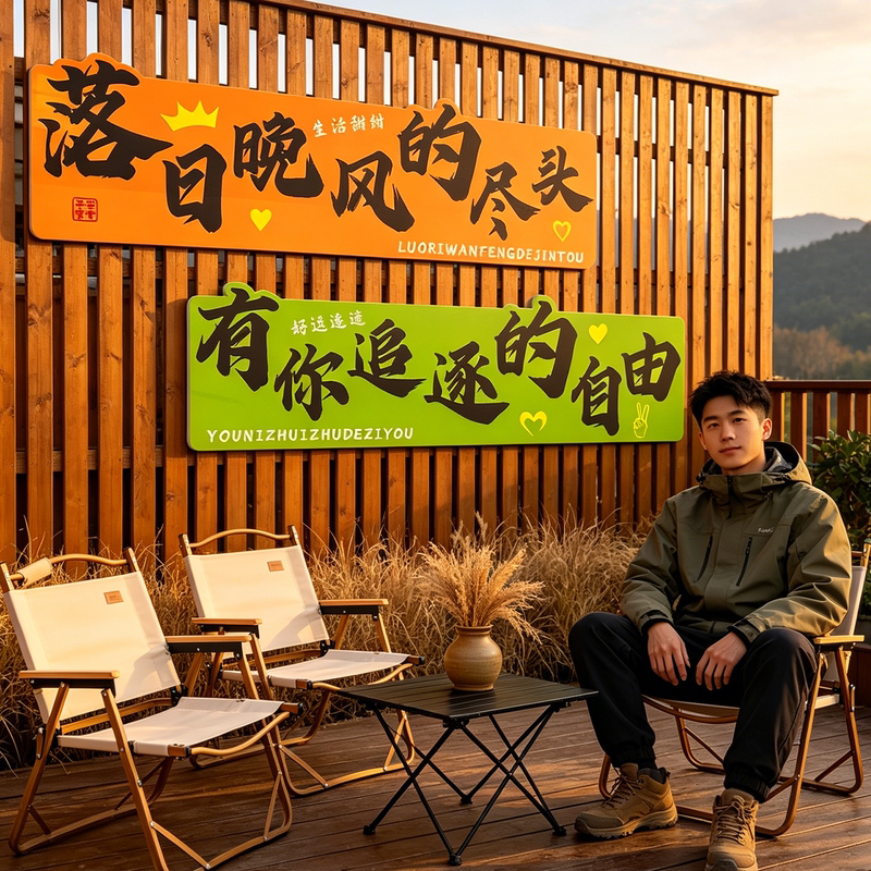 Trendy Photo Wall Setup for Influencer Spots, Outdoor Courtyard Camping-Style Wall Decoration, Interactive Wall Stickers Trendy Photo Wall Setup for Influencer Spots, Outdoor Courtyard Camping-Style Wall Decoration, Interactive Wall Stickers