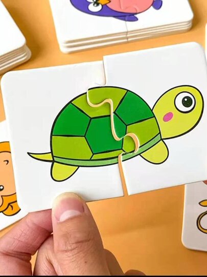 Kleinkinder- und Kinderspielzeug-Puzzle, passende Karten, 1–3 Jahre alt, 4 Puzzles, intellektuelles Gehirn, Zeichnen, Jungen und Mädchen, Aufklärung, frühe Bildung
