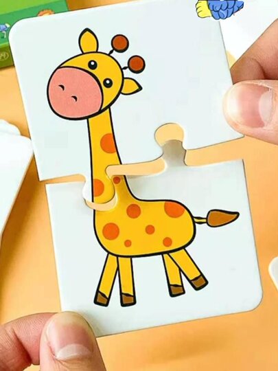 Kleinkinder- und Kinderspielzeug-Puzzle, passende Karten, 1–3 Jahre alt, 4 Puzzles, intellektuelles Gehirn, Zeichnen, Jungen und Mädchen, Aufklärung, frühe Bildung