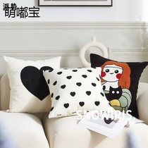 Retro simple pillow living room sofa cushion square soft furnishing house style decoration love pattern bedroom waist pillow