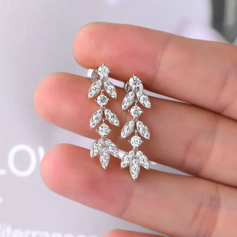 Серьги висячие Anziw люстровые Moissanite листовая подвеска реального качества
