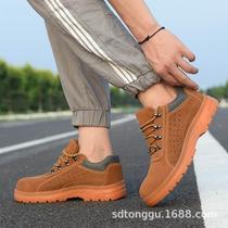 Labor protection shoes for men in summer breathable anti-smash and anti-puncture steel toe tendon sole protective work shoes