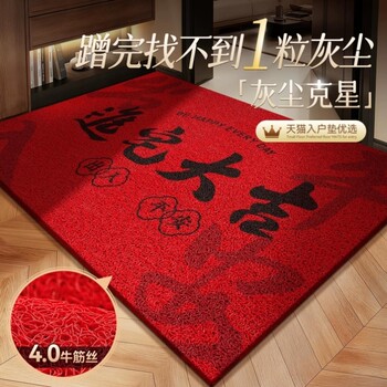 Entrance Door Mat, Home Entryway Foot Mat, 2025 New Model, Red Festive Design, Safe Entry and Exit, Foyer Silk Loop Mat