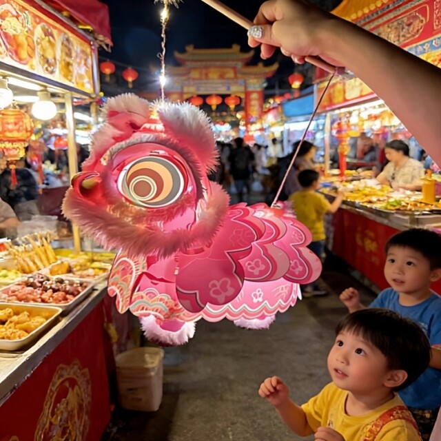 New Year, Spring Festival, New Year's Day, Year of the Horse 2026, Chinese Style Lion Lanterns, Handmade DIY Materials for Children, Lion Lanterns