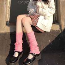 Set of y2k womens white mid-tube protective Lolita Japanese leg bubble calf autumn and winter knitted warm socks set socks jk